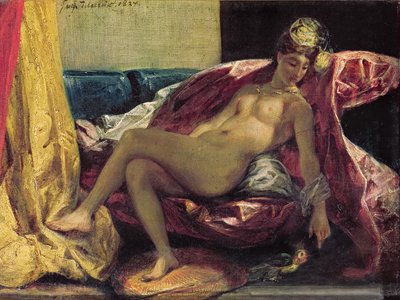 Odalisca reclinata o Donna con un pappagallo da Ferdinand Victor Eugene Delacroix